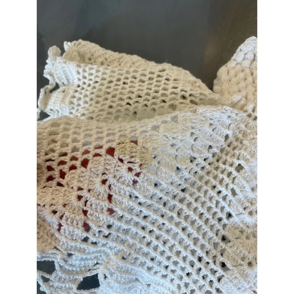 VTG Handmade Crochet Chicken Doily Toaster Cover Rooster Potholder Set Farmhouse